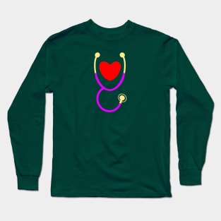 Pediatric Nurse Simple Stethoscope Love Birthday Gift Idea Long Sleeve T-Shirt